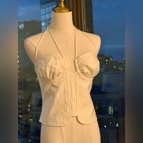 🆕 CULT GAIA 🧿 NWOT Off-White Habana Strappy Corset Zip Top, Sz US 10 - Picture 5 of 16
